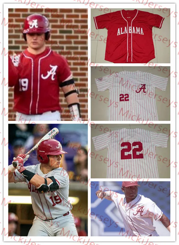 Custom Alabama Crimson Tide Baseball Jersey Brock Love John Trousdale Daniel Carinci Kolby