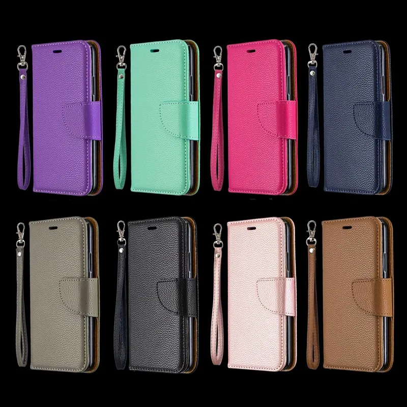 Cases For Iphone 12 11 XS MAX XR X 8 7 6 Galaxy Note 20 S20 Ultra A71 A51 S10 Leather Wallet Case Litchi Leechee Flip Holder ID Card Slot Cover