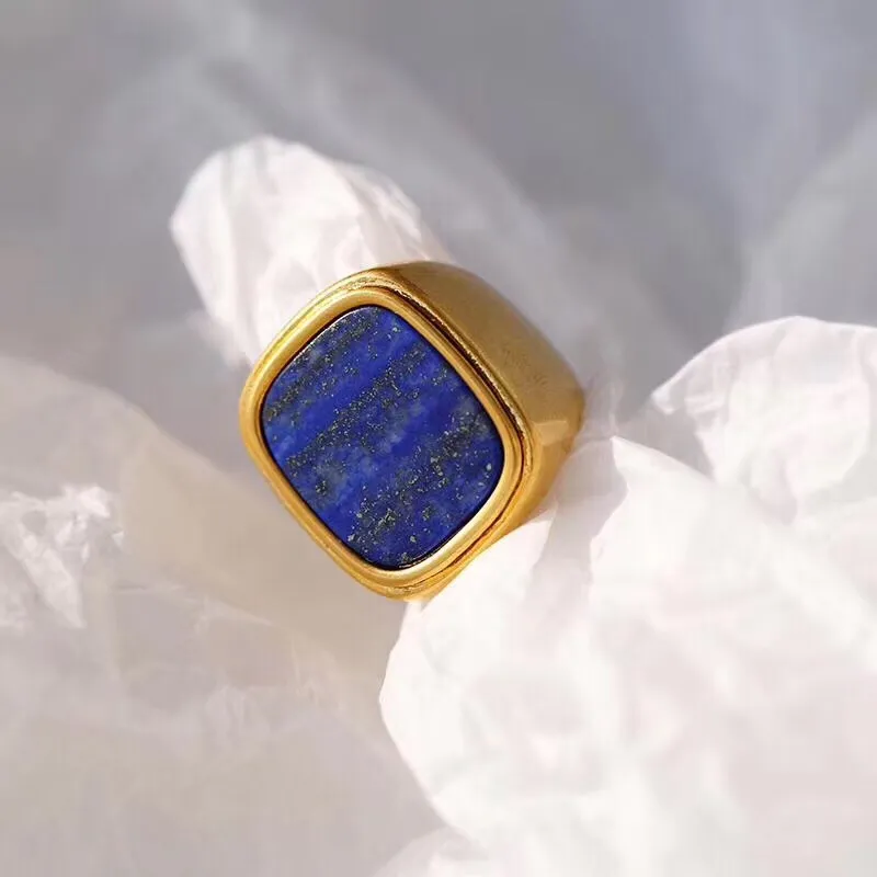 Pierścień projektowa Mody-Material Paris z Lapis Stone Color Dekorat dla kobiet i dziewczynki Prezent biżuterii PS6481282H