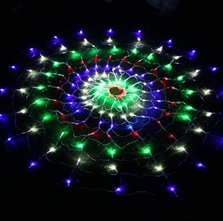 LED Net Lights, Spider Web Light Flash Starry Sky Christmas Decoration Fairy Tale Round Festival Aangepaste Gekleurde Multifunctionele String