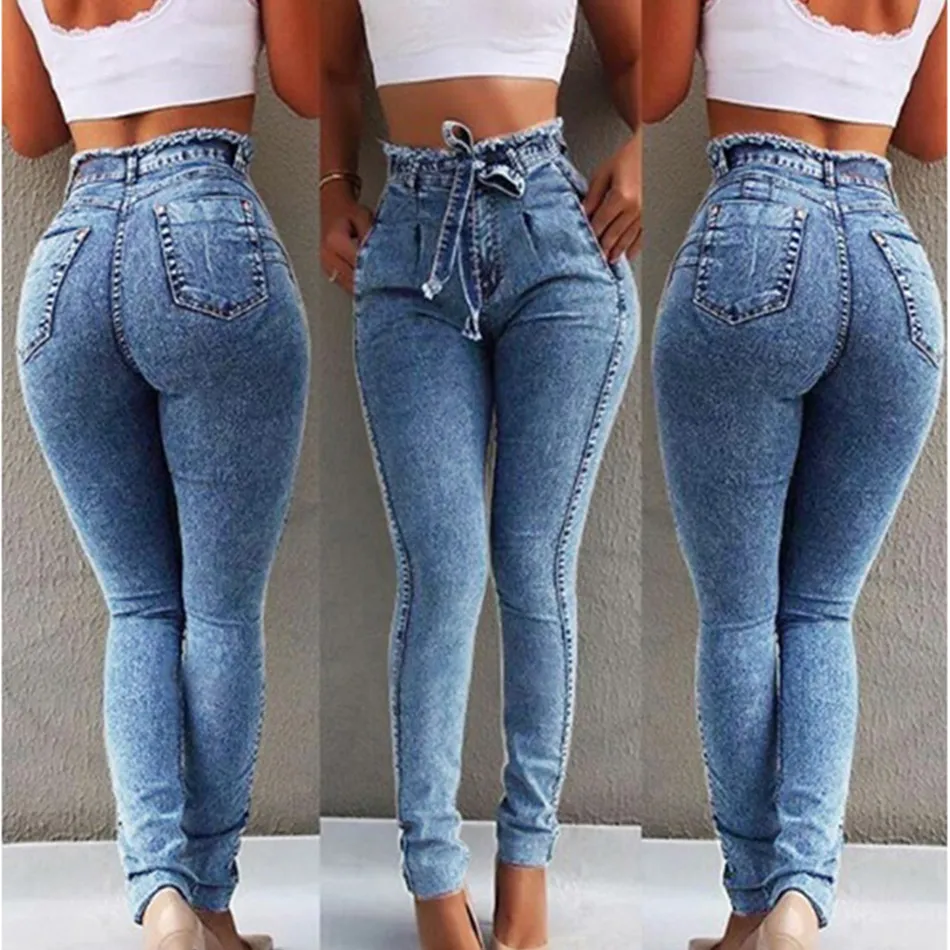 High Waist Elastic Denim High Waisted Skinny Jeans For Women Stretchy,  Skinny, And Casual Pencil Pants In Plus Size From Luote, $16.28