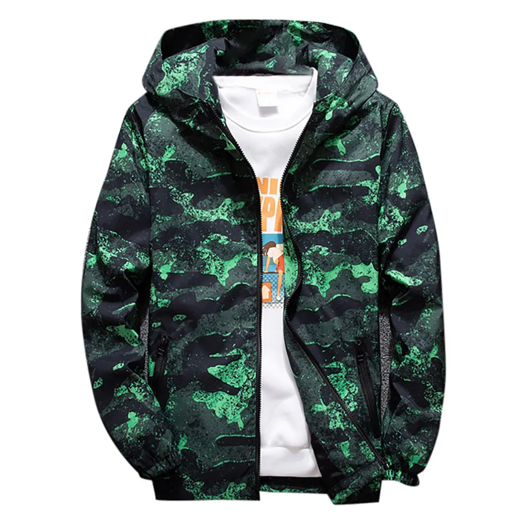 Herren Casual Camouflage Kapuzenjacken Herbst Druck Hoodie Dünne Jacke Mantel Herren Streetwear Plus Größe M-7XL