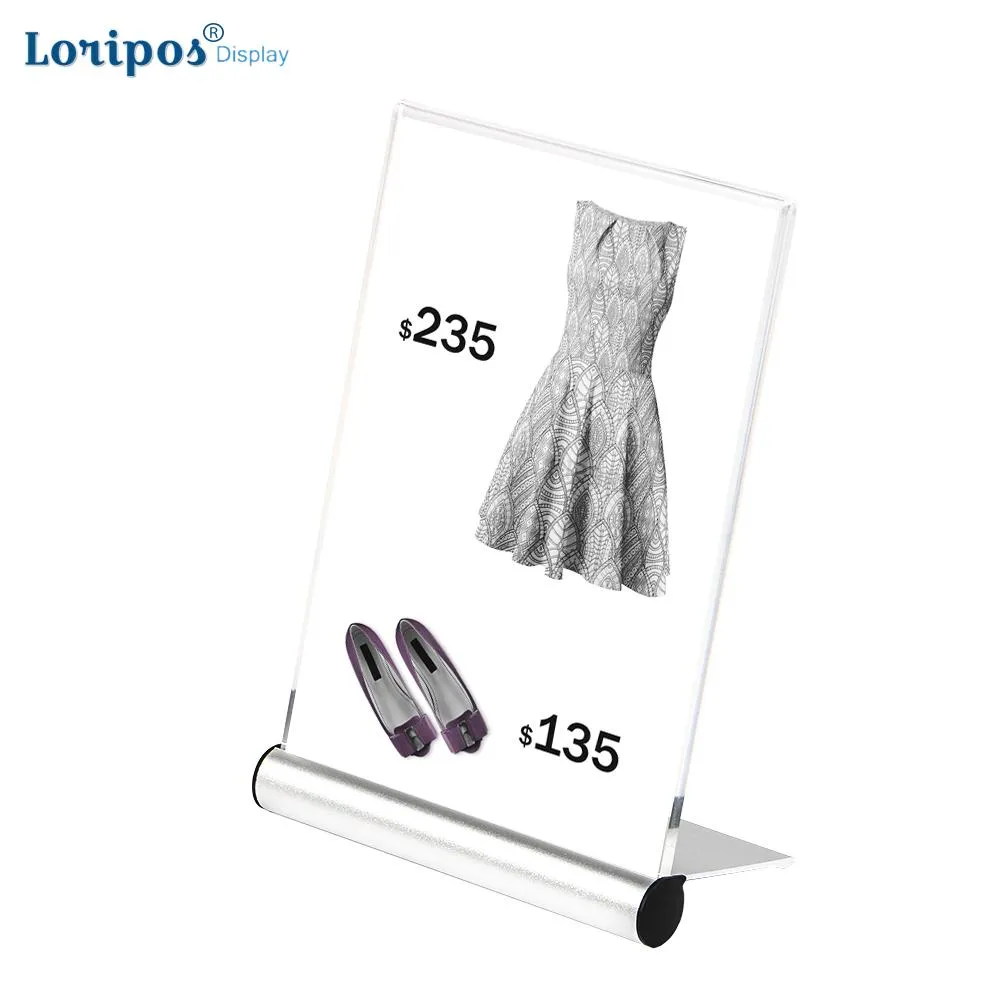 Wholesale A6 Aluminum Sign L Shape Table Sign Holder Desk Price Tag