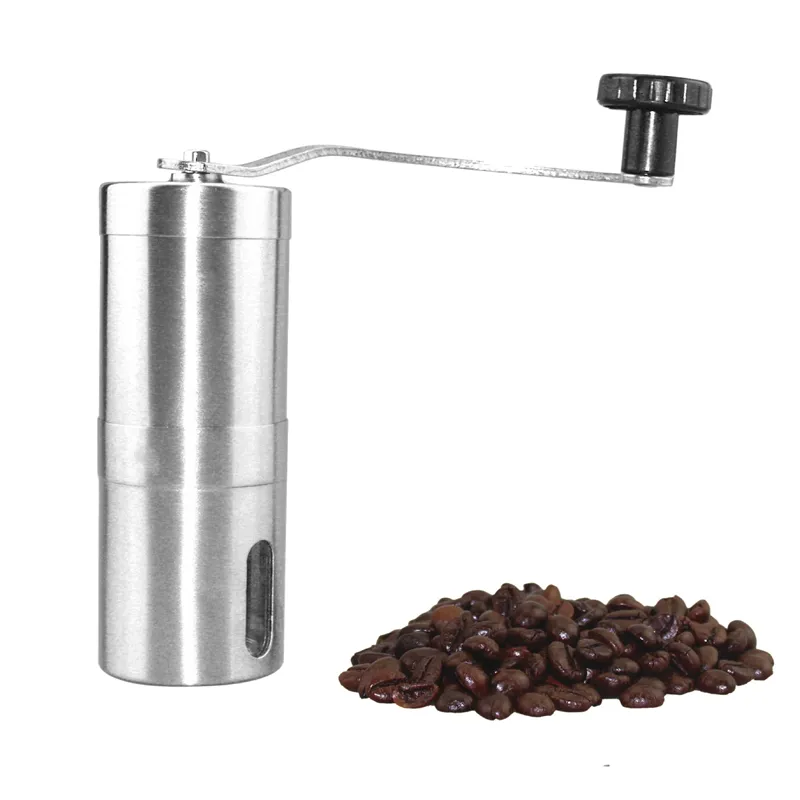 Kaffekvarn Mini Hand Grinder Manual Kaffe Bean Burr Grinders Mill Köksverktyg Krokus Slipmaskiner Rostfritt stål