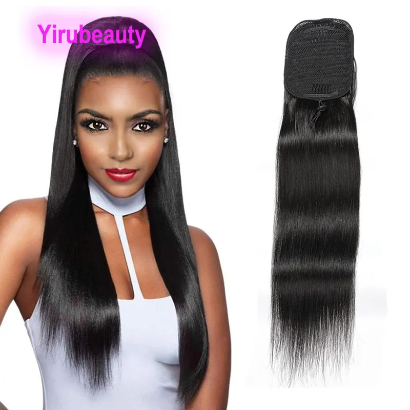 Indian Brazilian Ponytails Silky Straight 8-22inch Malaysian 100% Human Hair Extensions Straight Bundled Ponytail 100gram Yirubeauty