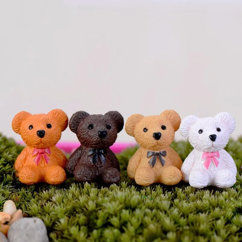 Mini 6st Cute Bear Decoration Tillbehör Moss Micro Landscape Deco Garden Deco Creative Hantverk