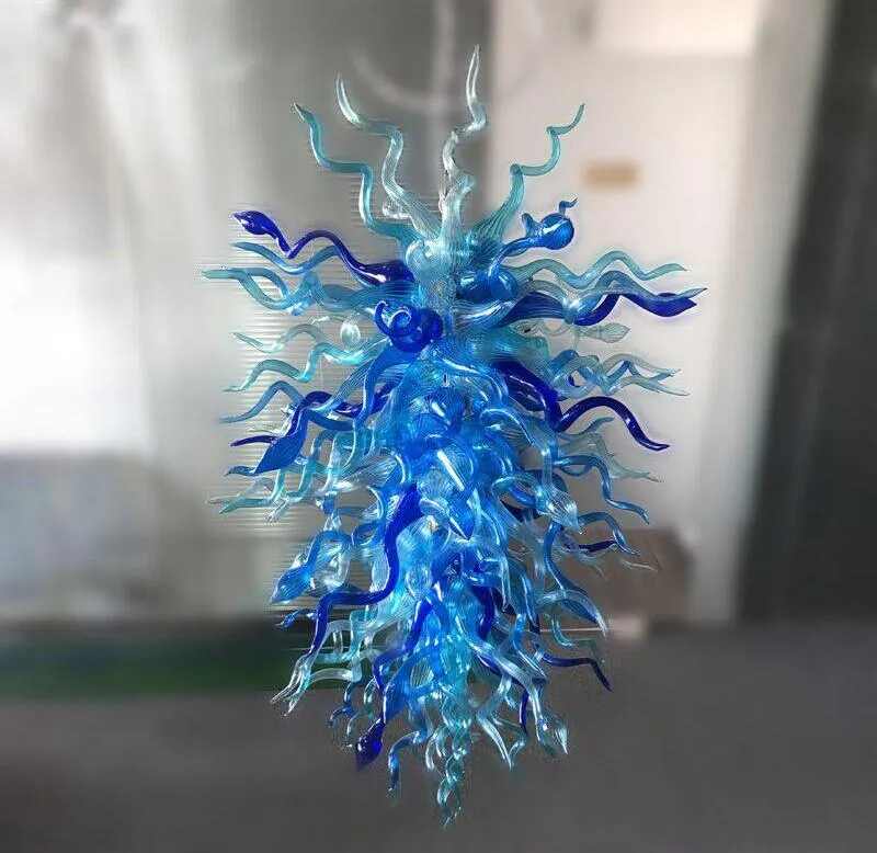 멋진 블루 무라노 펜던트 램프 가벼운 예술적 조명 핸드 블로운 유리 현대 Led 샹들리에 부엌 장식