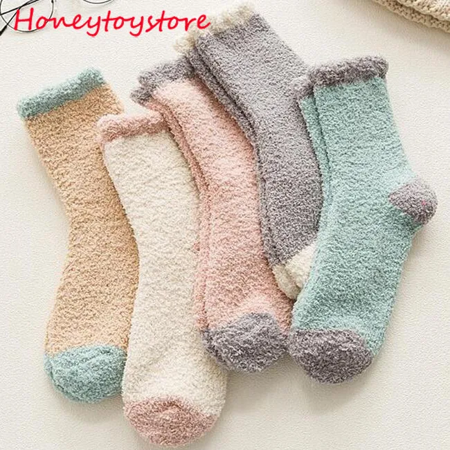 Mulheres Long Winter Meias Quentes Coral Fleece Cama Dormir Meias Fored Slipper Não deslizante Nova Casual Casa Piso Sock DHL