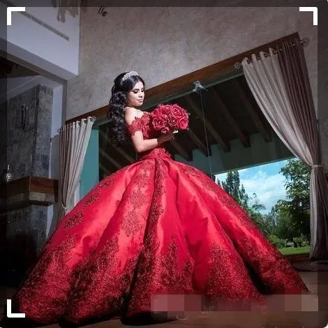 2019 Vestido De Fiesta Rojo Vestidos De Quincea era Elegante Fuera