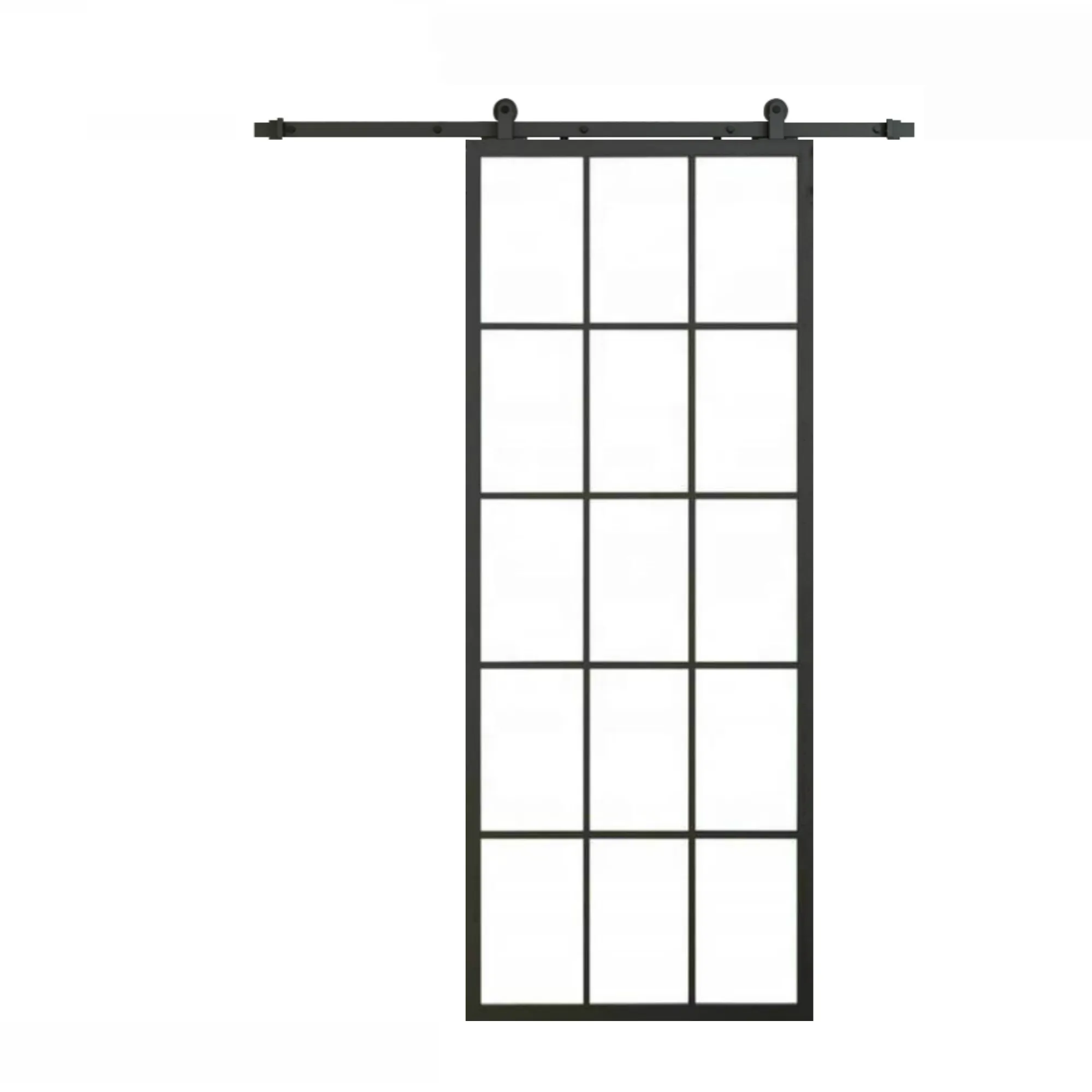 French Panel Barn Door Slab Clear Aluminum Frames, Disassembled