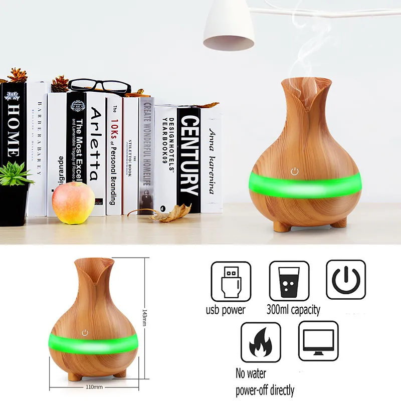 USB Wood Grain Essential Oil Diffuser Ultrasonic Air Humidifier Household Aroma Diffuser air fresher Aromatherapy Mist Maker DHL s6450367