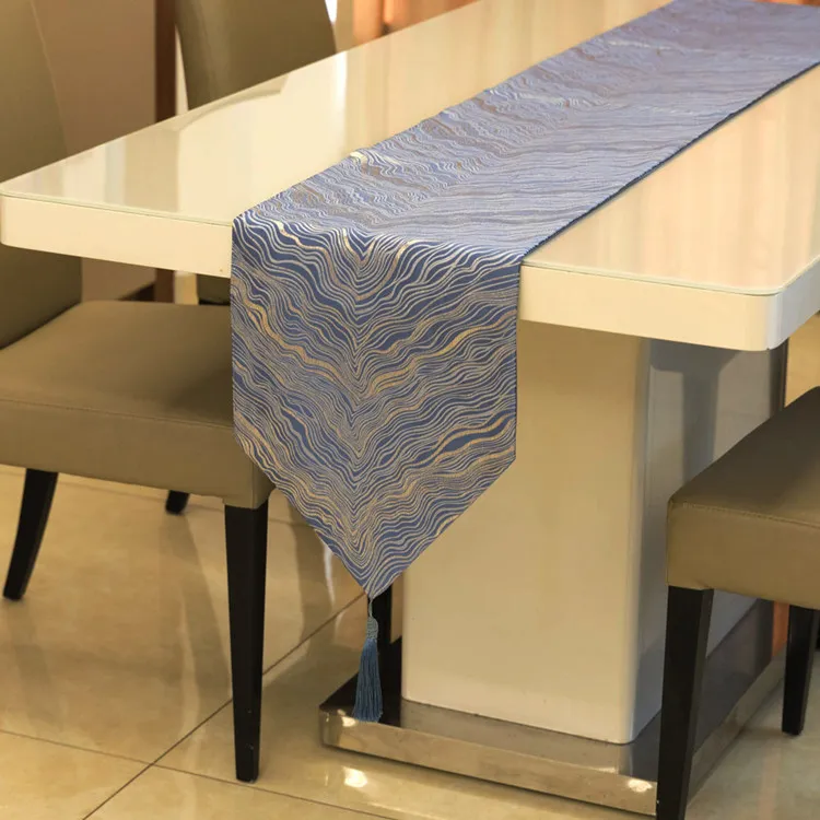 Modern Nordic Luxurious Ripple Table Runners Dinning Table Cover Koreansk Ny kinesisk stil Kaffebordsduk Hotell sänglöpare