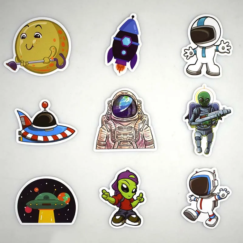 UFO Alien Adesivos para Crianças, Desenhos Animados, Laptop, Motocicleta,  Bagagem, Telefone, Guitarra, Skate, Impermeável, Etiqueta de