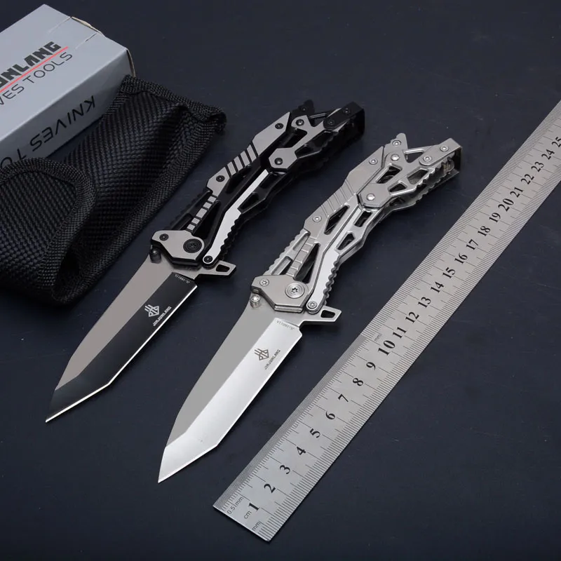 JL Mechanical 16011 Tactical Folding Knife Full Steel Outdoor Camping Hunting Survival Pocket EDC Tools 57HRC Rescue Utility Knife