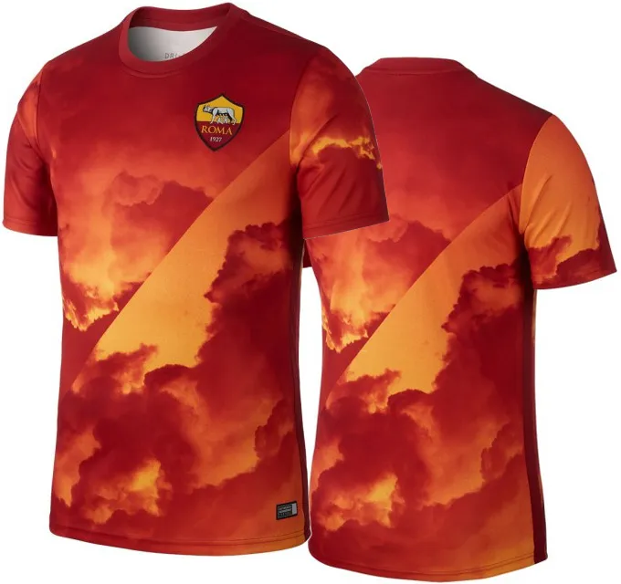 2019 2020 Roma Soccer Maglia PREPARTITA ARANCIO Allenamento 2019
