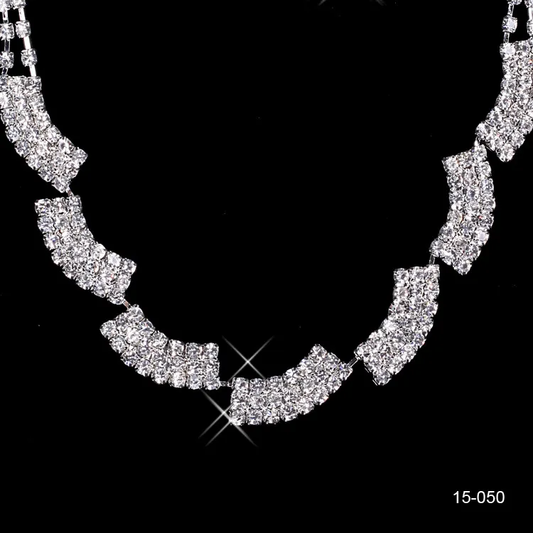 15050 Neues Schmuck-Halsketten-Ohrring-Set, günstige Hochzeit, Braut, Abschlussball, Cocktail-Abendkleider, Strass, auf Lager, kostenloser Versand 15050