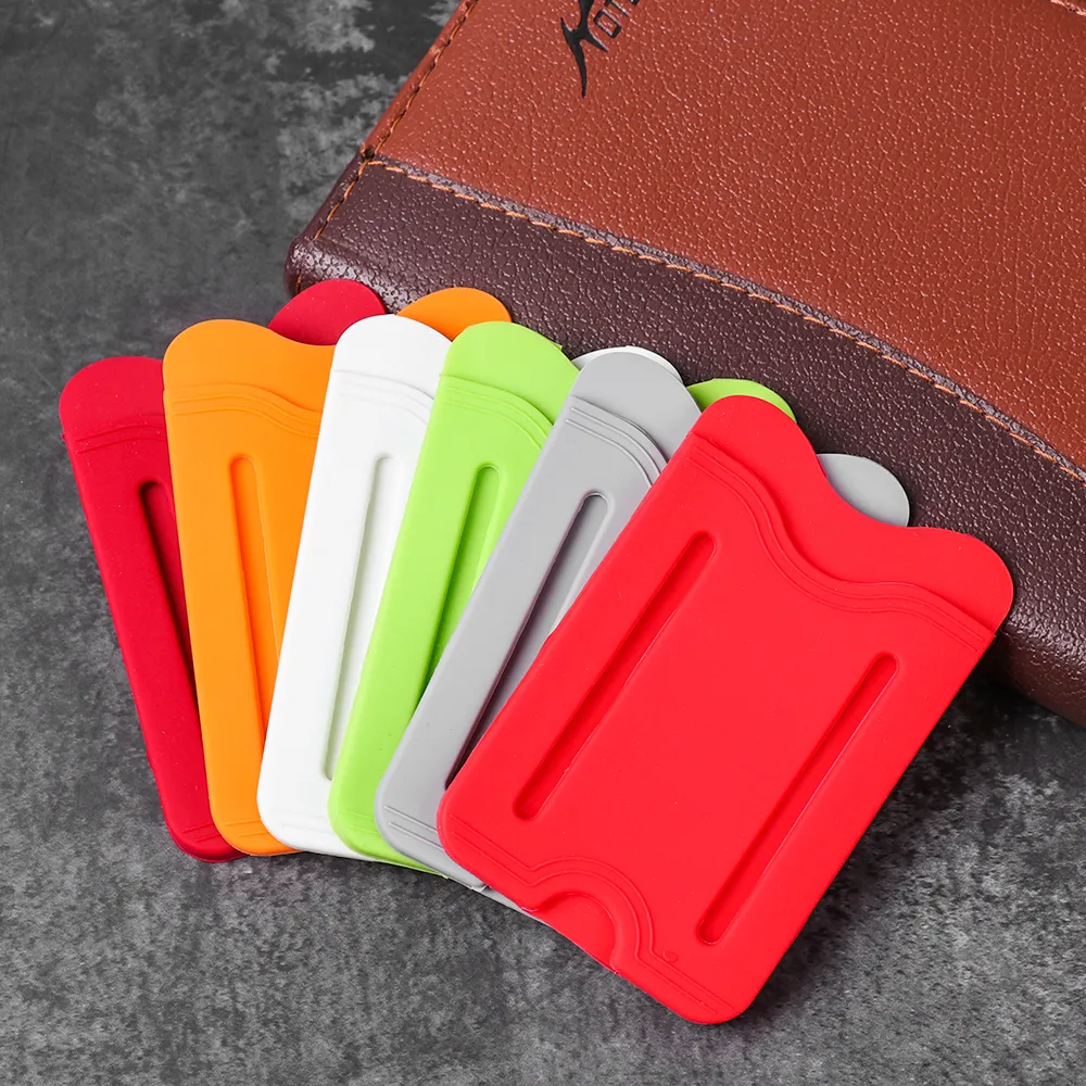 Bâton élastique en Silicone unisexe, pochette pour cartes adhésives, étui arrière pour téléphone portable, portefeuille universel, carte d'identité, souple