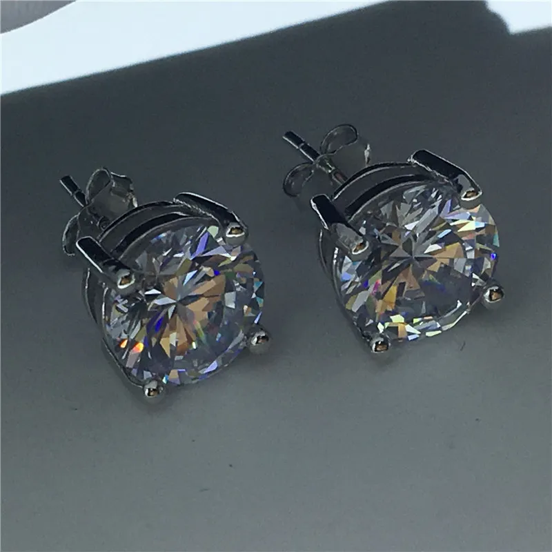 Tennis Earring 925 Sterling silver Diamond Cz Engagement wedding Stud Earrings for women men Party Gift