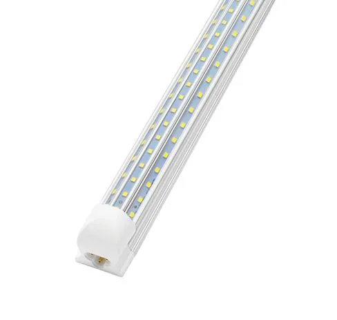 8FT T8 LED Tube Light 120W LED Shop Light Fixture For Garage Warehouse 4 Lights