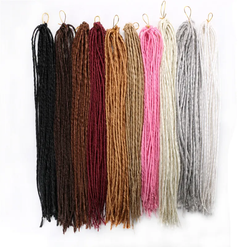 20 pouces Synthétique Tressage Extensions de Cheveux Dreadlocks 24 brins/pcs Crochet Tresses Cheveux Blanc Blond Noir Couleur LS35