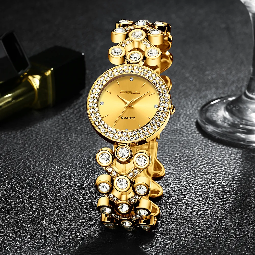 Crrju nadgarstek zegarek najlepsza marka luksusowa diamentowe kobiety zegarek gwiaździsty niebo na nadgarstku zegarek dla montre żeńska feminino feminino