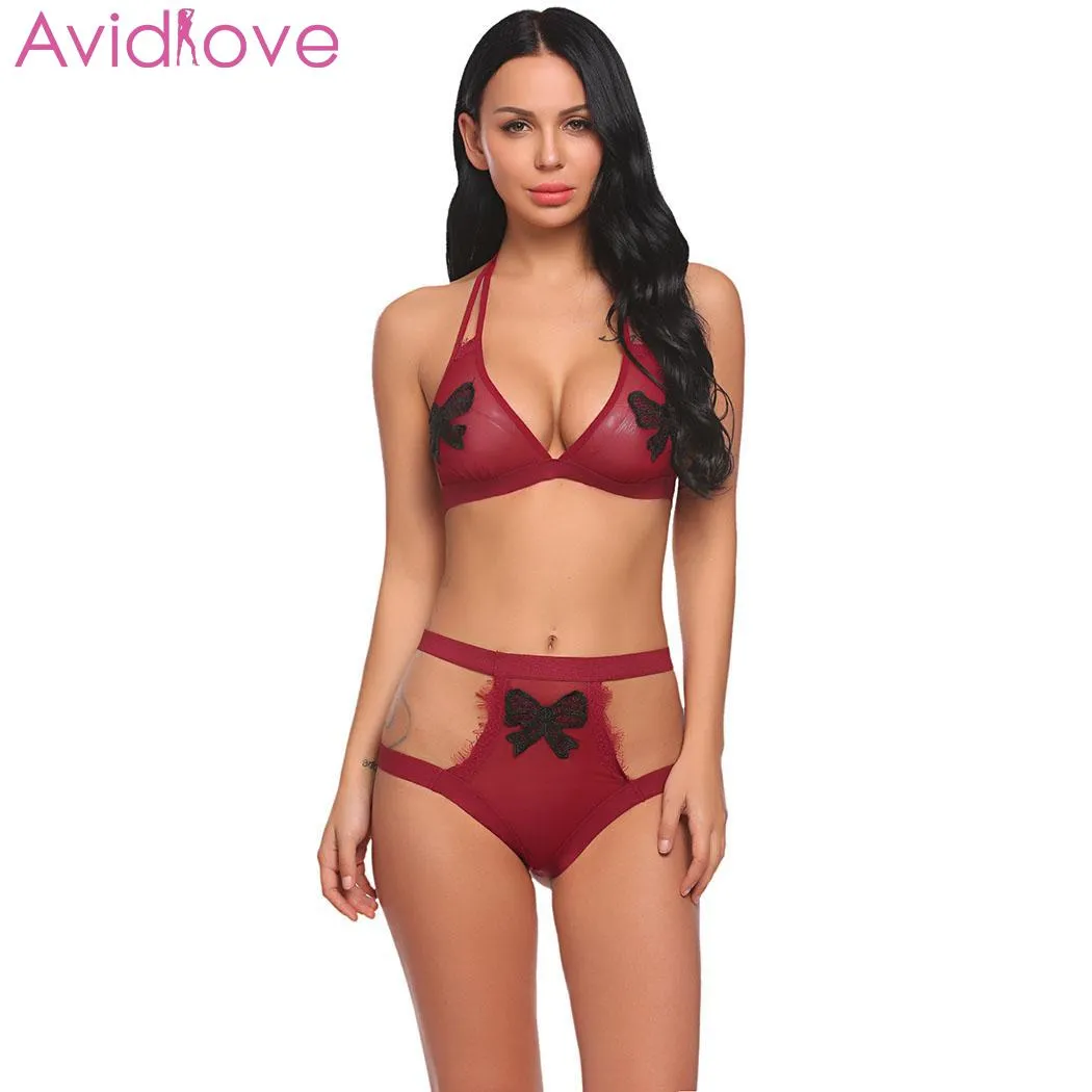 Avidlove Women Sexy Lingerie Lace Bra And Panty Sets Embroidered 2
