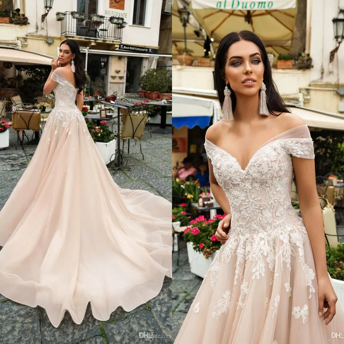 Innocentia A Line Abiti da sposa con spalle scoperte Abiti da sposa in pizzo senza maniche Fata Backless Boho Abito da sposa Economici vestido de novia