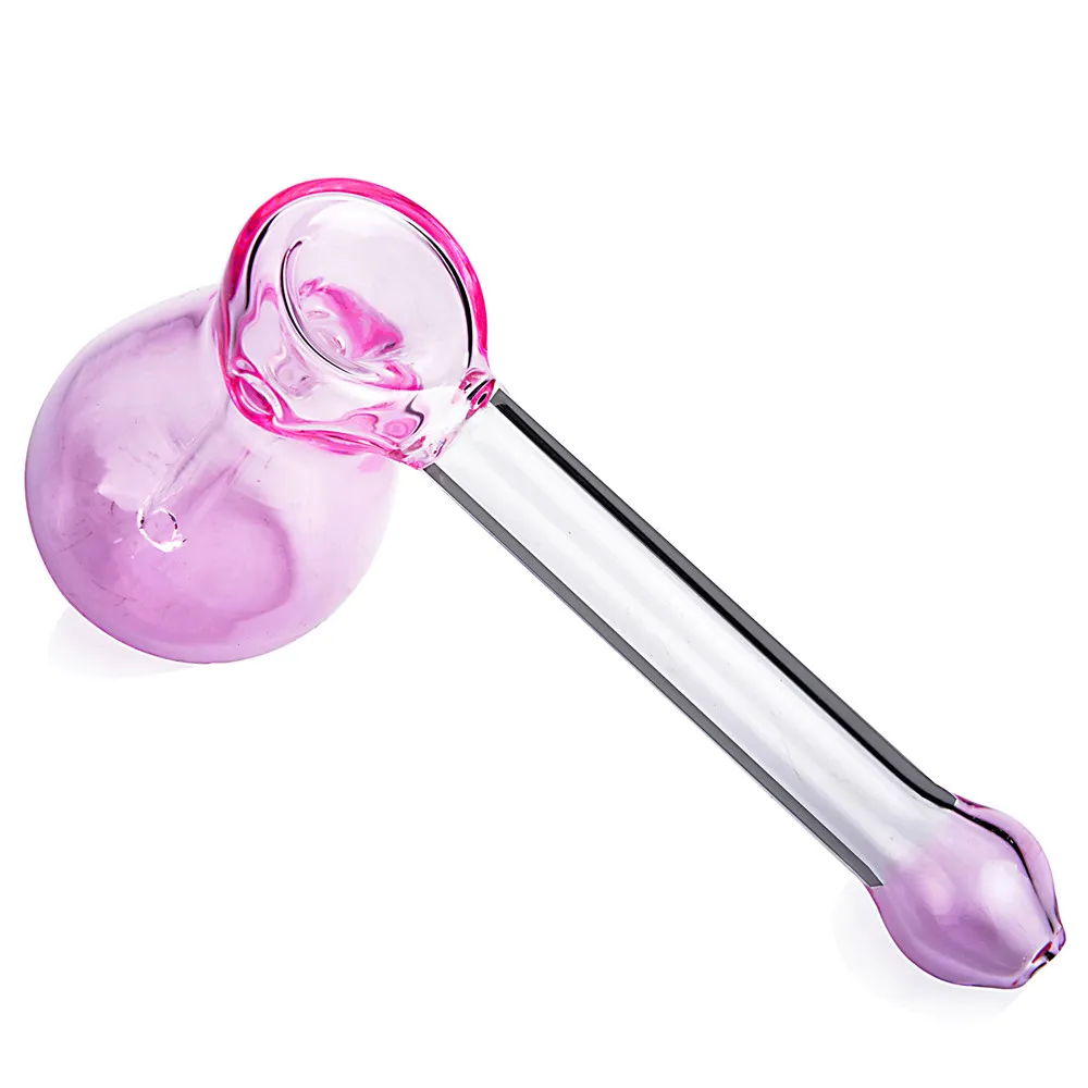 cute design water pipe tobacco smoking glass bong bubbler Glass Spoon Pipes With Side Carb Hole Mixed color delivery