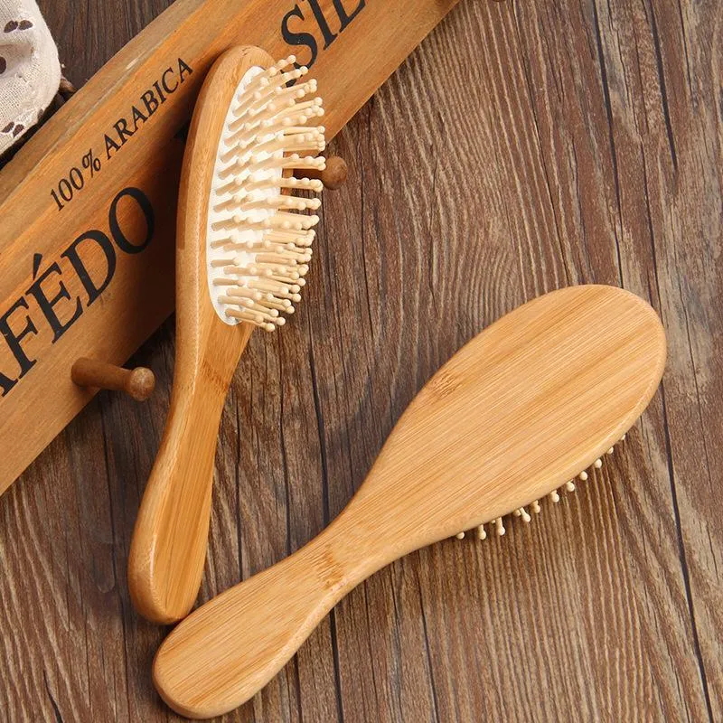 En gros Naturel Bambou Brosse Soins Sains Massage Peignes Antistatique Démêlant Airbag Brosse À Cheveux Outil De Coiffure Satin Bande De Cheveux Chouchous