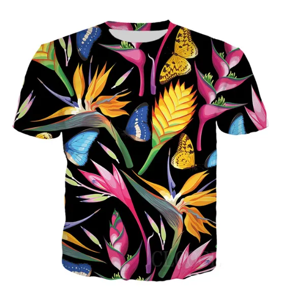 Neuestes 3D-gedruckter T-Shirt-Blume Kurzarm Summer Style Casual Tops Tees Mode O-Neck T-Shirt Männlich DX030