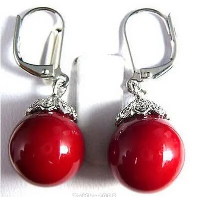 women Fashion Jewelry Hot sale Free Shipping>>>>Red Coral Beads 18KWGP Flower Hook Earrings