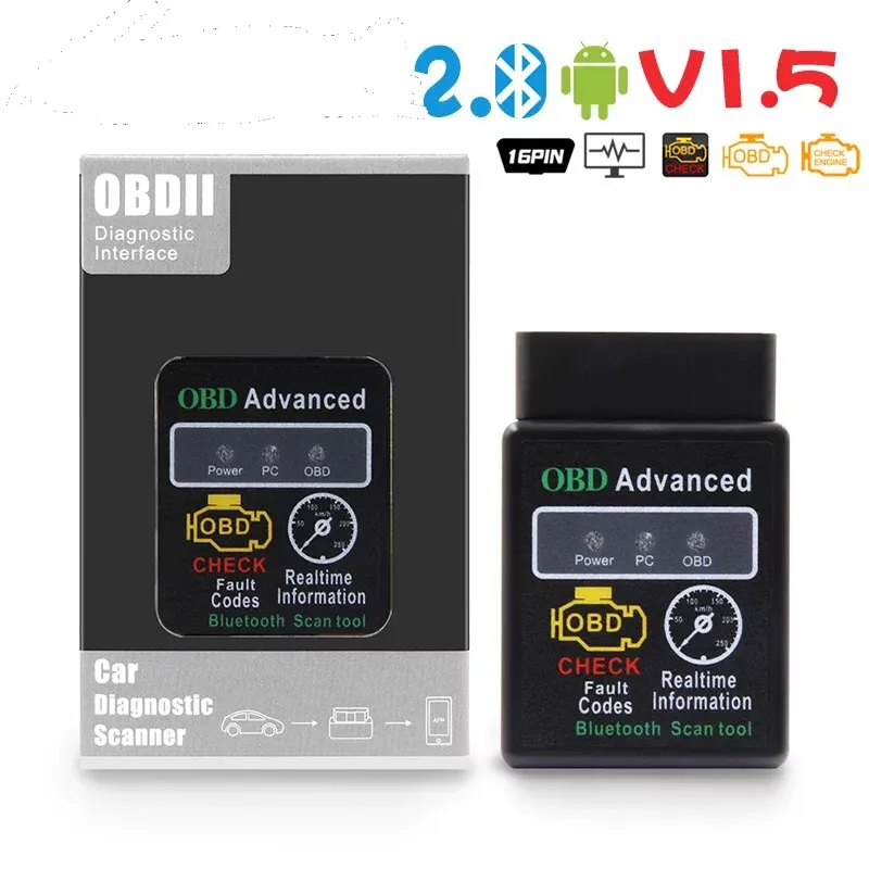 Accessori per auto obd2 ELM327 V2.1 V1.5 Bluetooth HH OBD2 ELM 327 Strumento diagnostico per auto OBD Android per protocolli OBD2