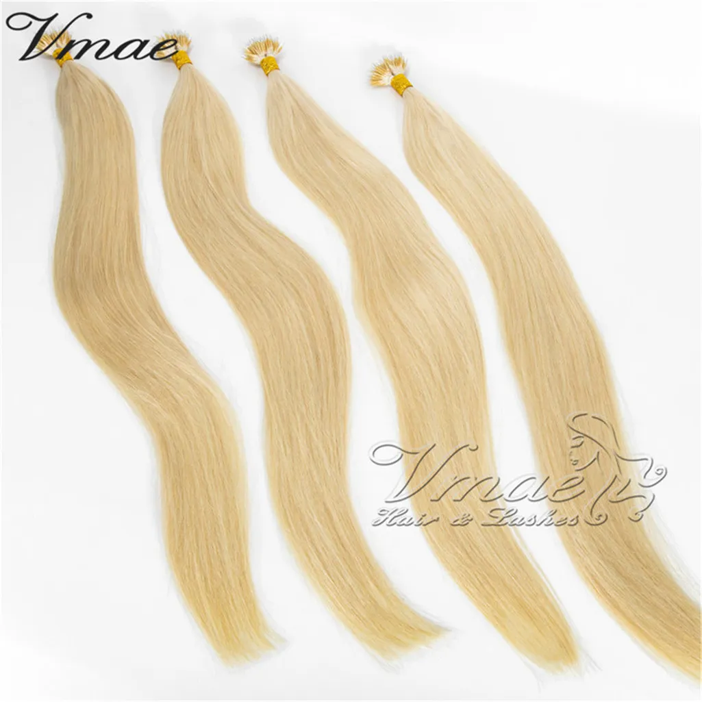 VM VMAE 18 tot 26 inches Keratin Fusion 9A Grade Braziliaanse blonde u tip Nail Virgin Rechte Pre-Bonded Menselijk Hair Extensions
