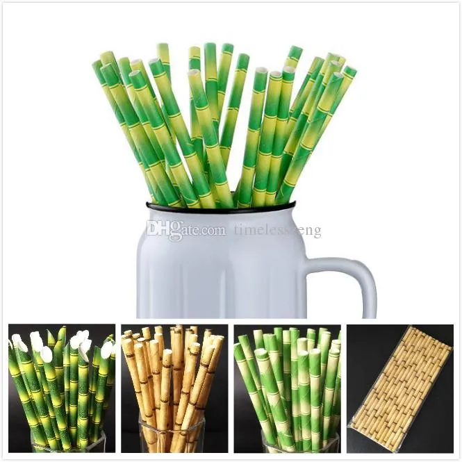 Colorful biodegradabile Bamboo bambù cannucce paglie di carta Eco-Friendly 25Pcs un partito del lotto Utilizzare cannucce di bambù cannuccia sulla promozione