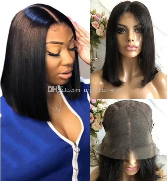 Bob Cut 13x4 Lace Frontal Wigs 10A Grade Chinese Virgin Remy Human Hair Natural Color Full Lace Wig Fast Express Delivery