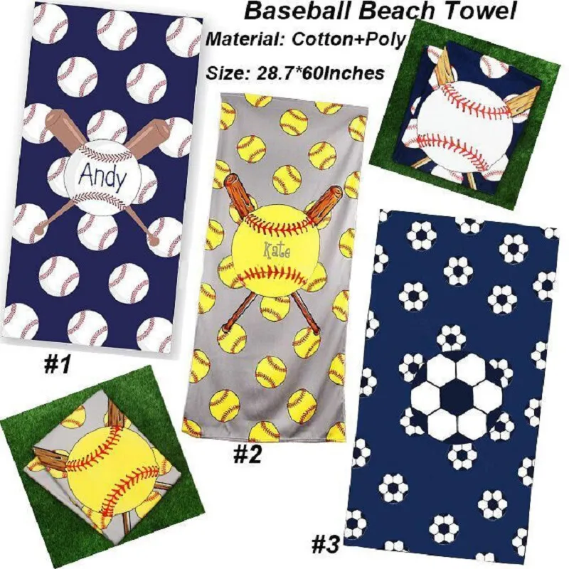 Serviette de plage de Baseball 75x150cm, grande serviette de bain en microfibre, de Football, pour adultes, couverture de sport et de Camping