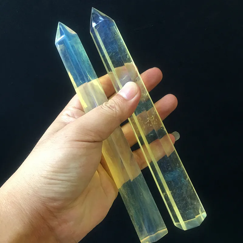 Large Hyaline Citrine Crystal Quartz Tower Quartz Point Crystal Obelisk Wand Healing Crystal 20cm Long 2.5cm Thick