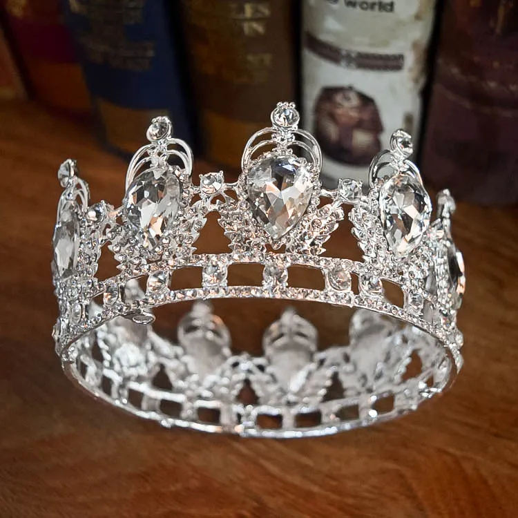 Rainha Ciclo coroa de diamantes senhoras jóias com diamantes estilo europeu para casamento Coroas noiva Rodada Crown Retro Palace Crown