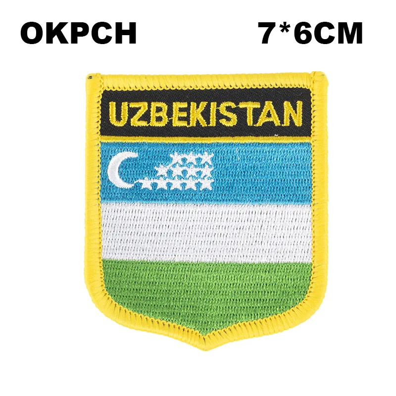 Bandiera dell'Uzbekistan Ricamo Ferro su Patch Ricamo Patch Distintivi per Abbigliamento PT0189-S
