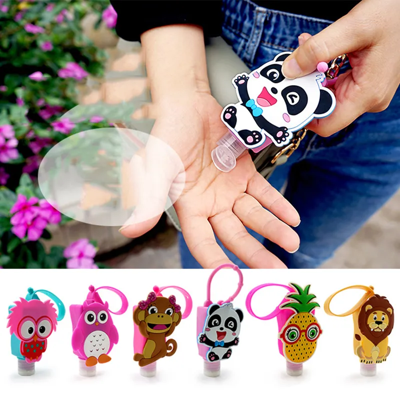 30ML Cute Creative Cartoon Animal Shaped Bath Bottles Silicone Portable Hand Soap Hand Sanitizer Holder With Empty Bottle