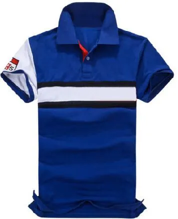 Hombre Camisas polo Algodón Rayas medias Polos deportivos Classic Camiseta ocio Blanco