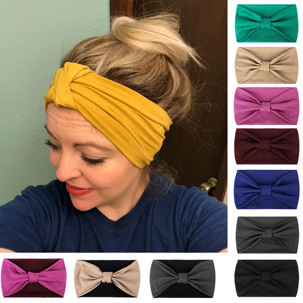 Femmes Noué Large Bandeau Couleur Unie Sports Yoga Bandeau Cross Stretch  Bandeau Turbans Bandeau Cheveux Accessoires Pour Laver Le Visage Makeu Du  1,13 €