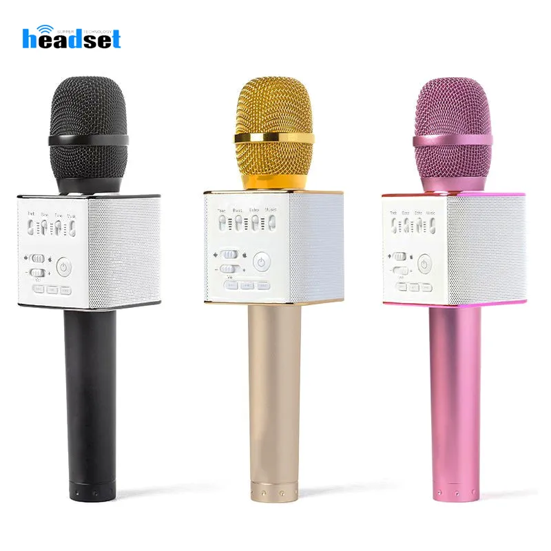 Draadloze karaoke Q9 Microfoon Bluetooth Luidspreker 2-in-1 Handheld Sing Recording Draagbare KTV-speler Microfoons voor iOS Android