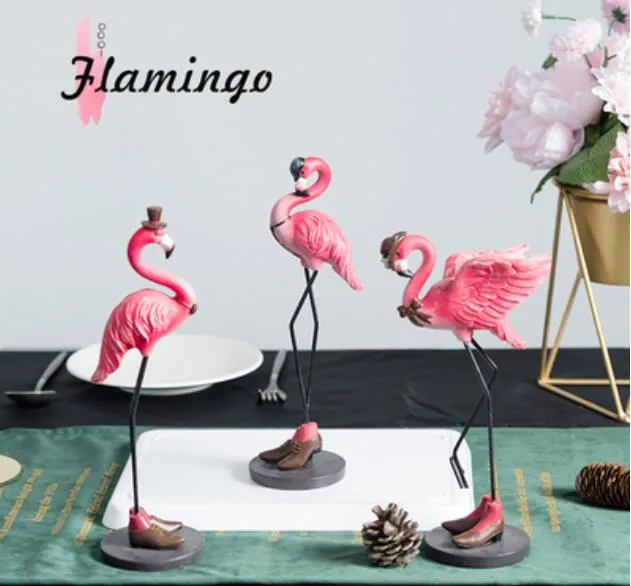 Ins vento flamingo ornamentos menina loja de chá coração decorações criativas sala de estar quarto meninas animal pequeno mobiliário