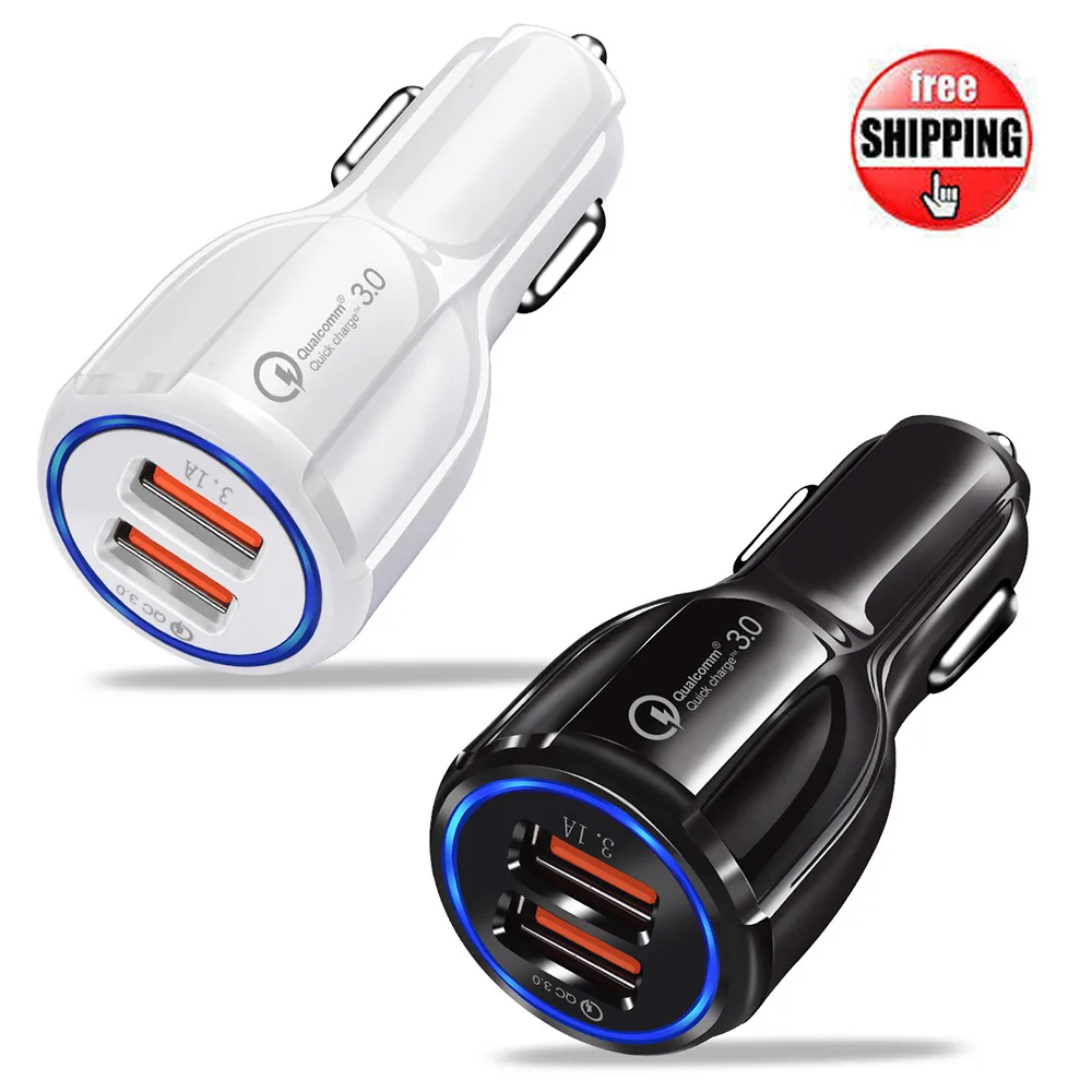 disponibile Caricabatteria da auto Quick Charge 3.0 per telefono cellulare Caricabatteria da auto Dual Usb Qualcomm Qc 3.0 Adattatore di ricarica rapida Caricabatteria da auto Mini Usb