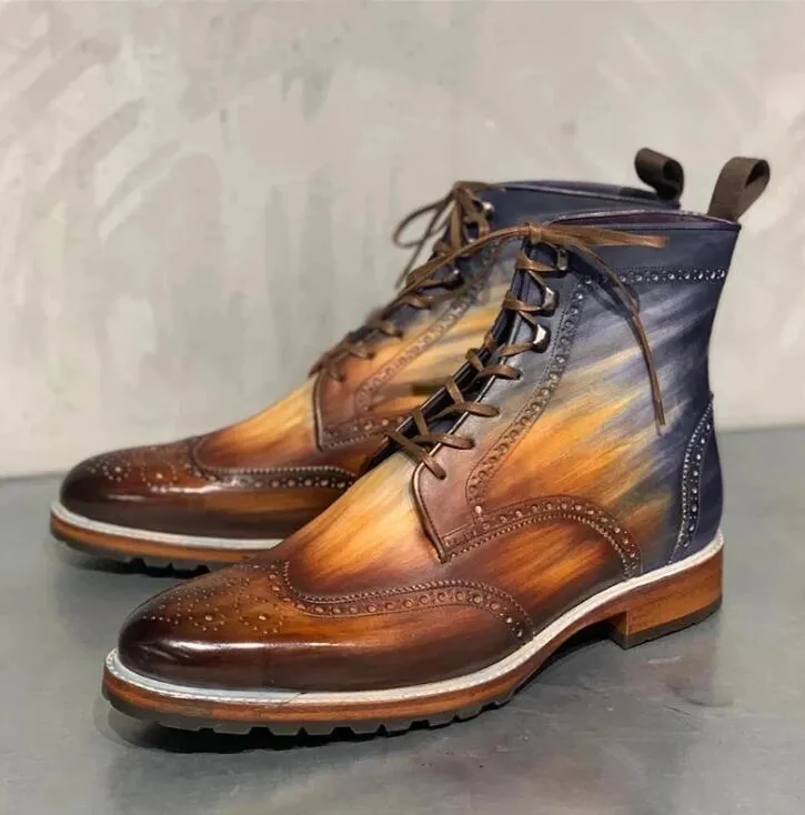 Vintage Martin Boots for Men mode High Cut Men Designer Shoes New Patchwork Designer Martin Boots Plus Size 39-48