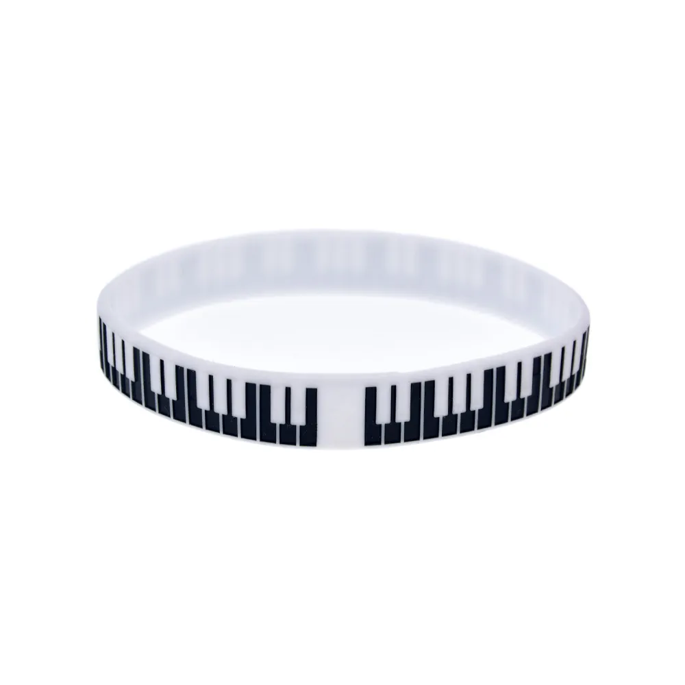 Bracelet en caoutchouc de silicone de clé de piano de 100PCS idéal à utiliser dans n'importe quel cadeau d'avantages pour les fans de musique