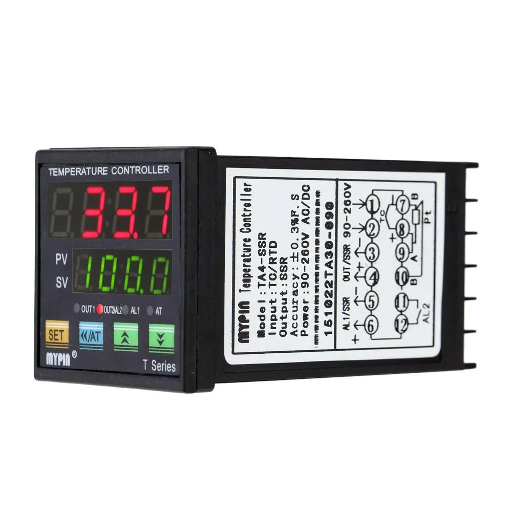 Freeshipping LED PID Thermometer Digitaler Temperaturregler Thermoelement Thermostat Heizung Kühlung Steuerung SSR 2 Alarmrelais TC/RTD