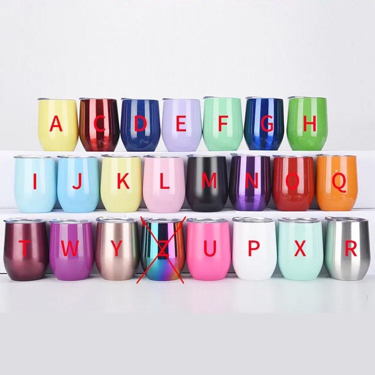 12oz Stainless Steel Wine Tumbler - Egg-Shaped Vacuum Insulated Stemless  Wine Glass with Lid, Shatterproof, Eco-Friendly, FDA Certified, Colorful ...