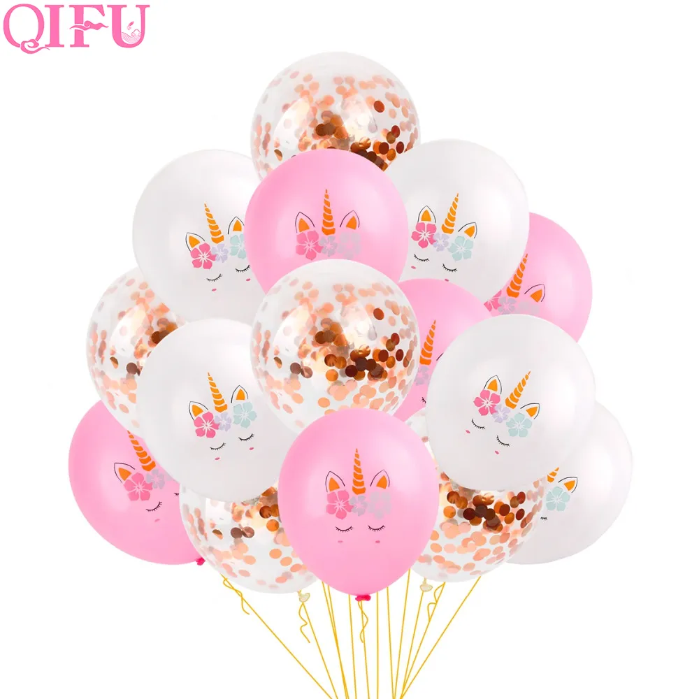 Qifu unicorn festa suprimentos unicórnio decorações de aniversário festa menina chuveiro unicornio